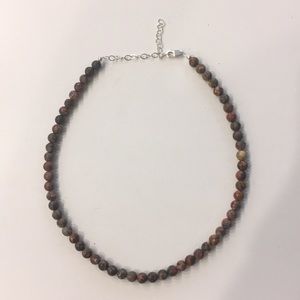 Natural stone necklace with sterling silver clasp